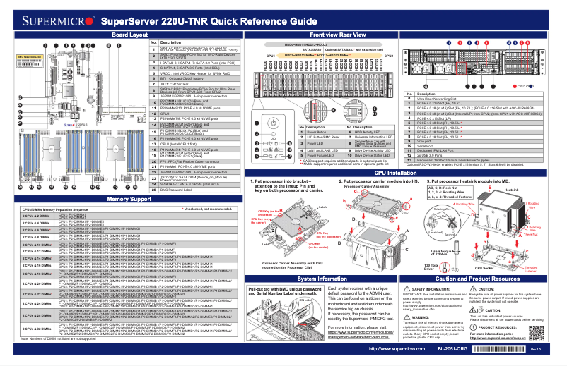 Imagen de la primera página del manual del dispositivo SuperServer SYS-220U-TNR