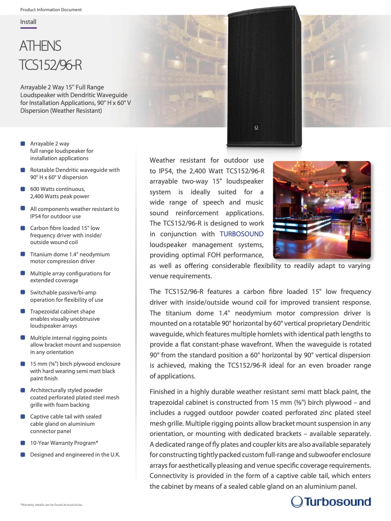 Imagen de la primera página del manual del dispositivo Athens TCS152/96-R