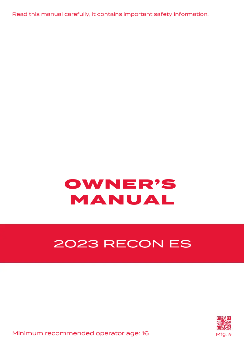 Página 1 del manual Manual de usuario Honda Recon ES (2023)