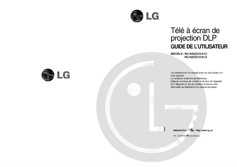 Imagen de la primera página del manual del dispositivo RU-44SZ61D