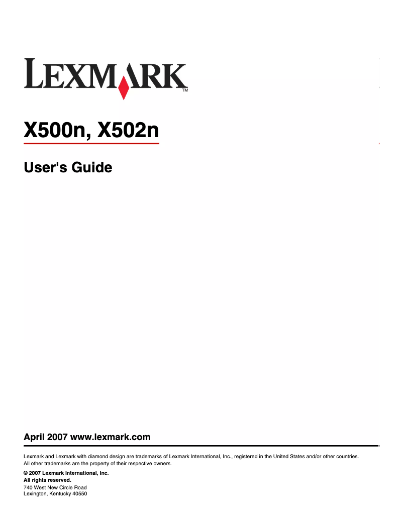 Página nº 1 - Manual de usuario Lexmark X500N
