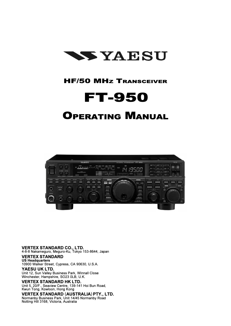 Imagen de la primera página del manual del dispositivo FT-950