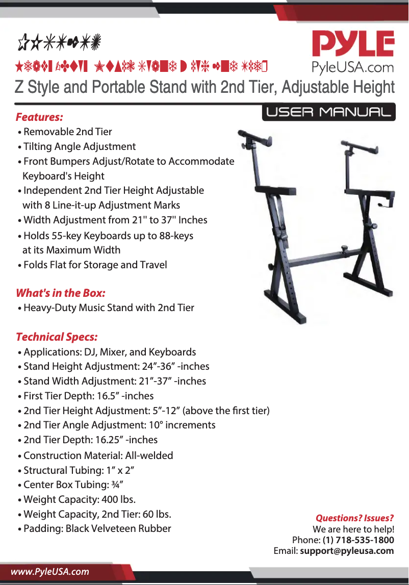 Página 1 del manual Manual de usuario Pyle PKST2TZ