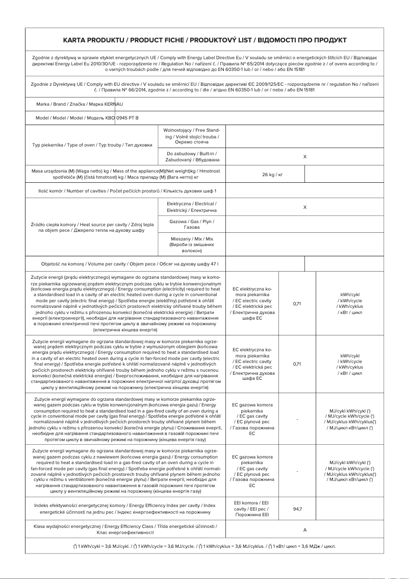 Imagen de la primera página del manual del dispositivo KBO 0965 SK X