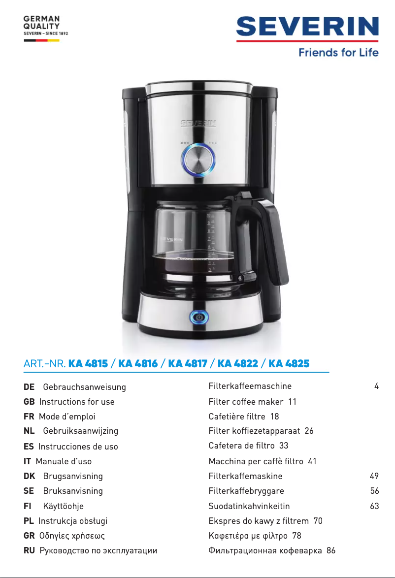 Imagen de la primera página del manual del dispositivo KA 4825