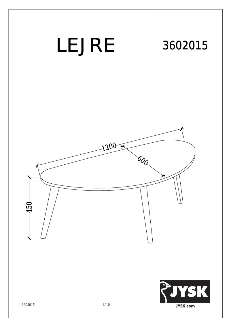 Página nº 1 - Manual de usuario JYSK Lejre