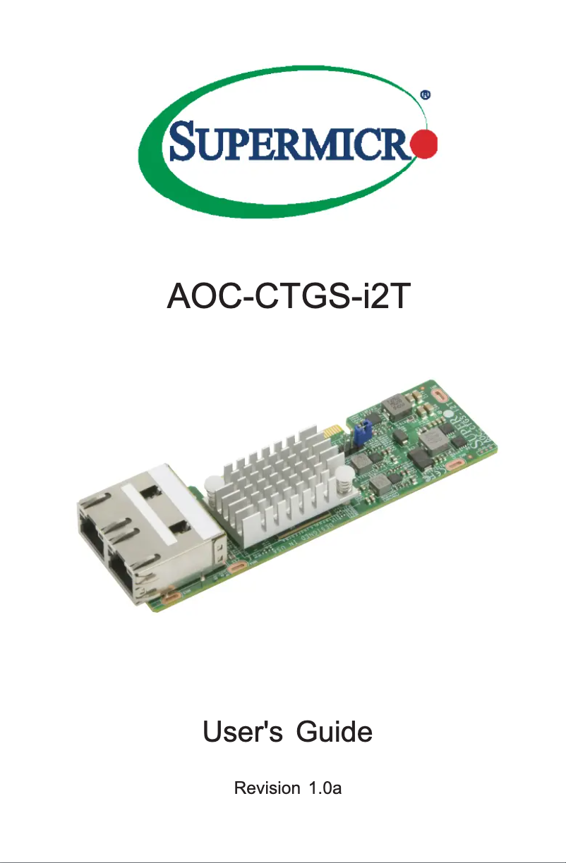 Página 1 del manual Manual de usuario Supermicro AOC-CTGS-I2T