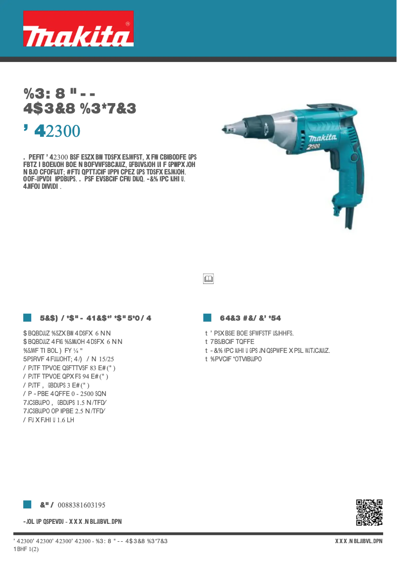 Página 1 del manual Ficha técnica Makita FS2300