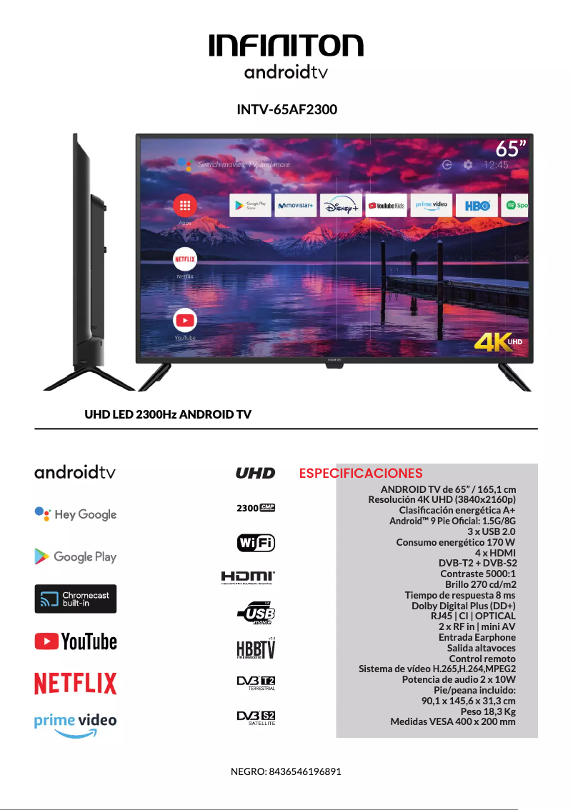 Imagen de la primera página del manual del dispositivo INTV-65AF2300