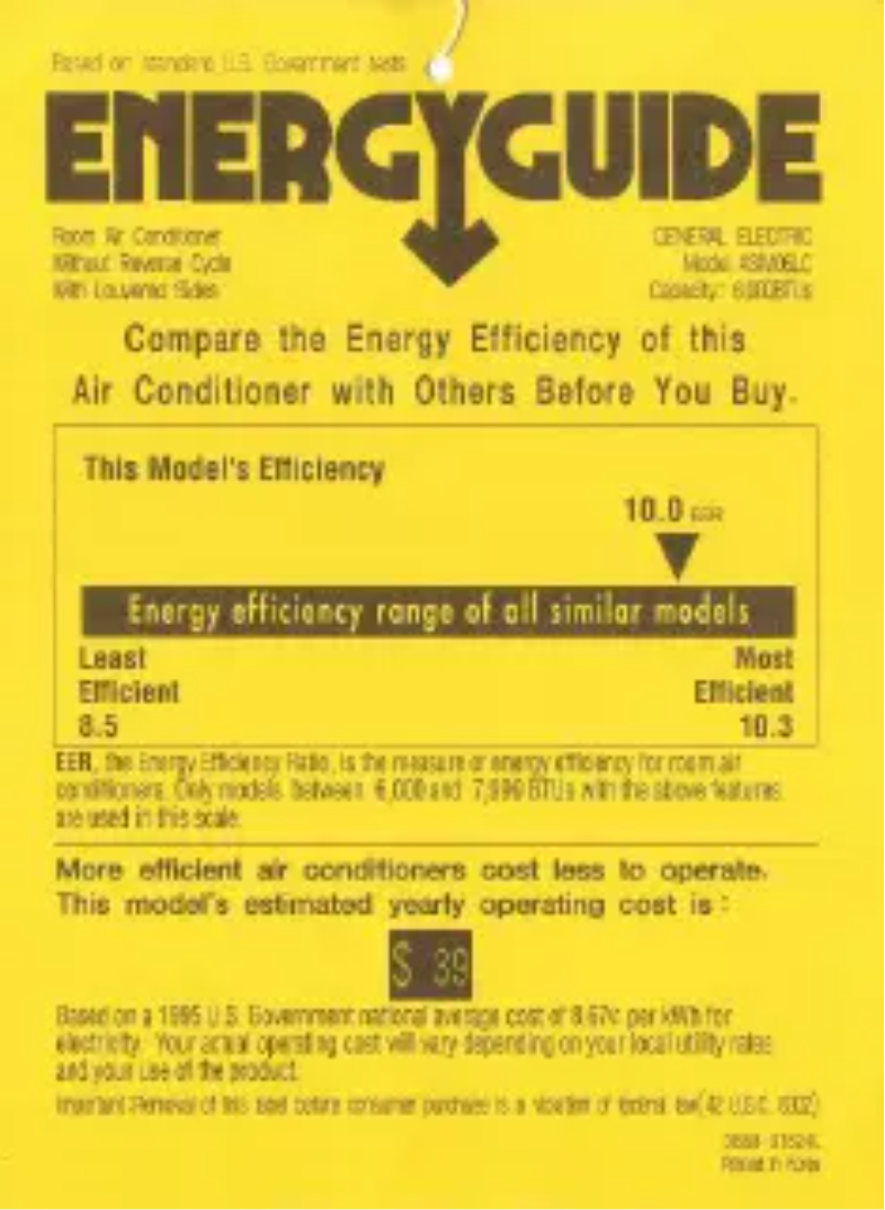 Página 1 del manual Etiqueta energética GE Profile ASM06LC