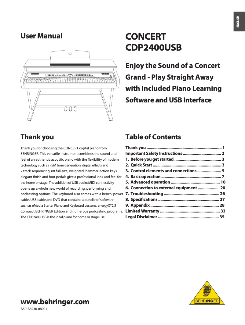 Página 1 del manual Manual de usuario Behringer Concert CDP2400USB