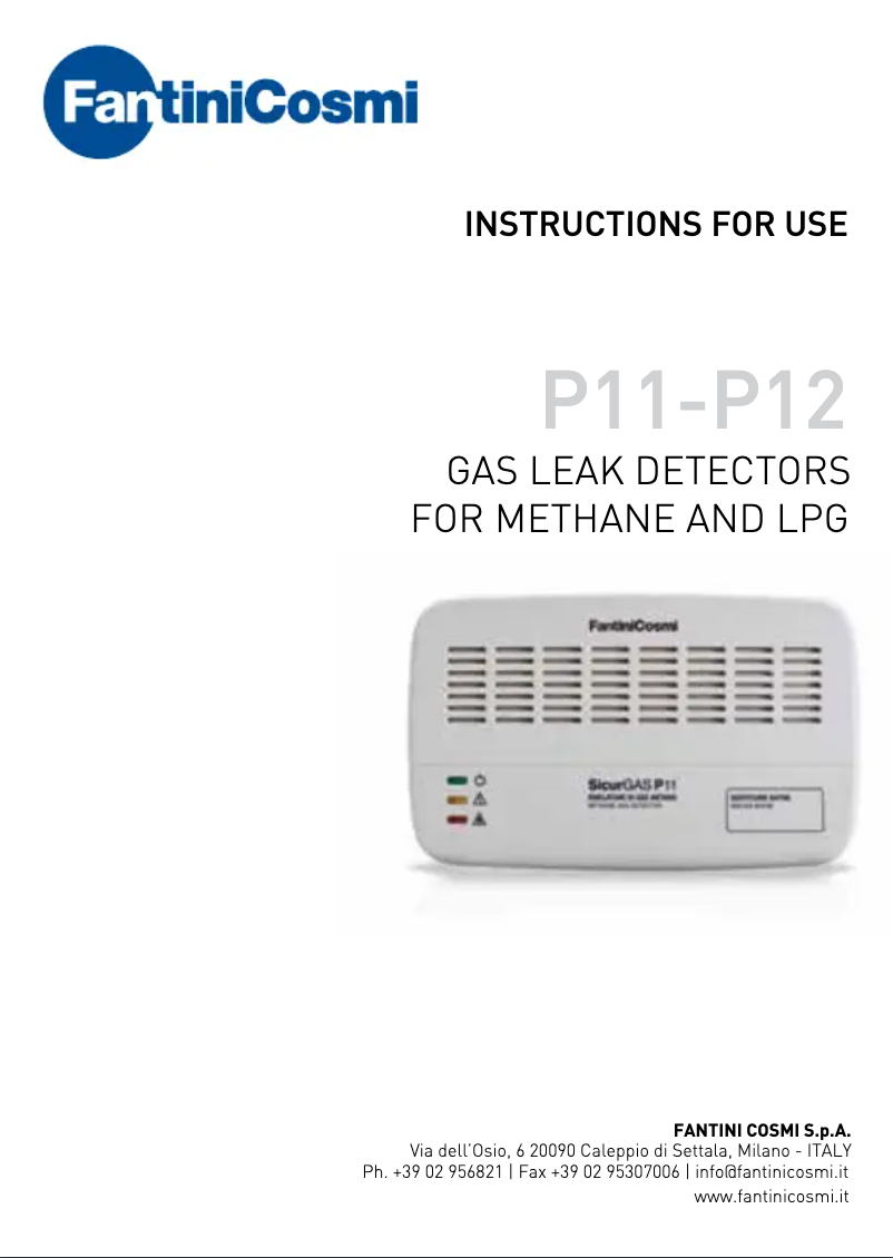 Imagen de la primera página del manual del dispositivo Sicurgas P11