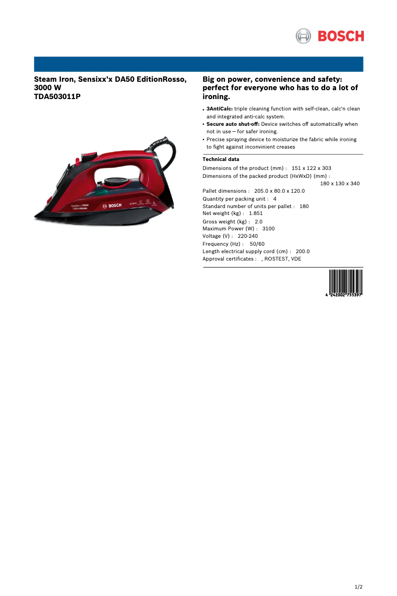 Imagen de la primera página del manual del dispositivo TDA503011P