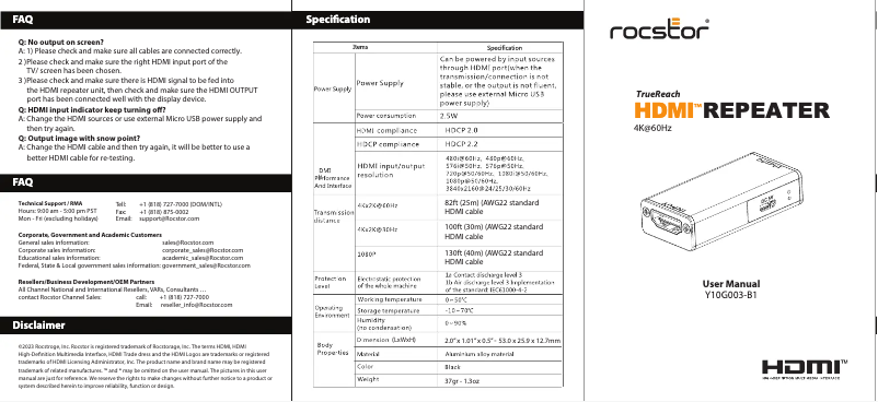 Imagen de la primera página del manual del dispositivo TrueReach Y10G003-B1