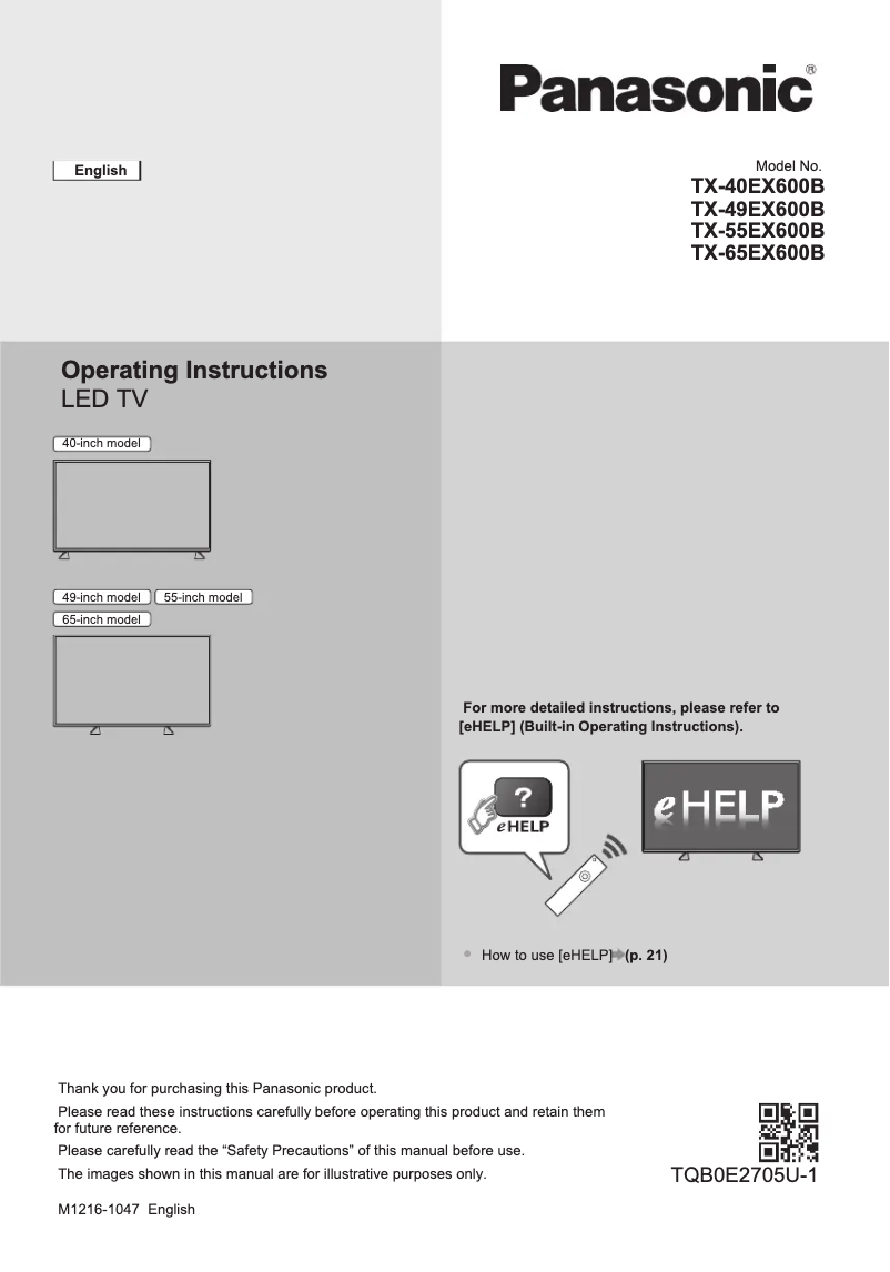 Página nº 1 - Guía de inicio rápido Panasonic TX-40EX600B