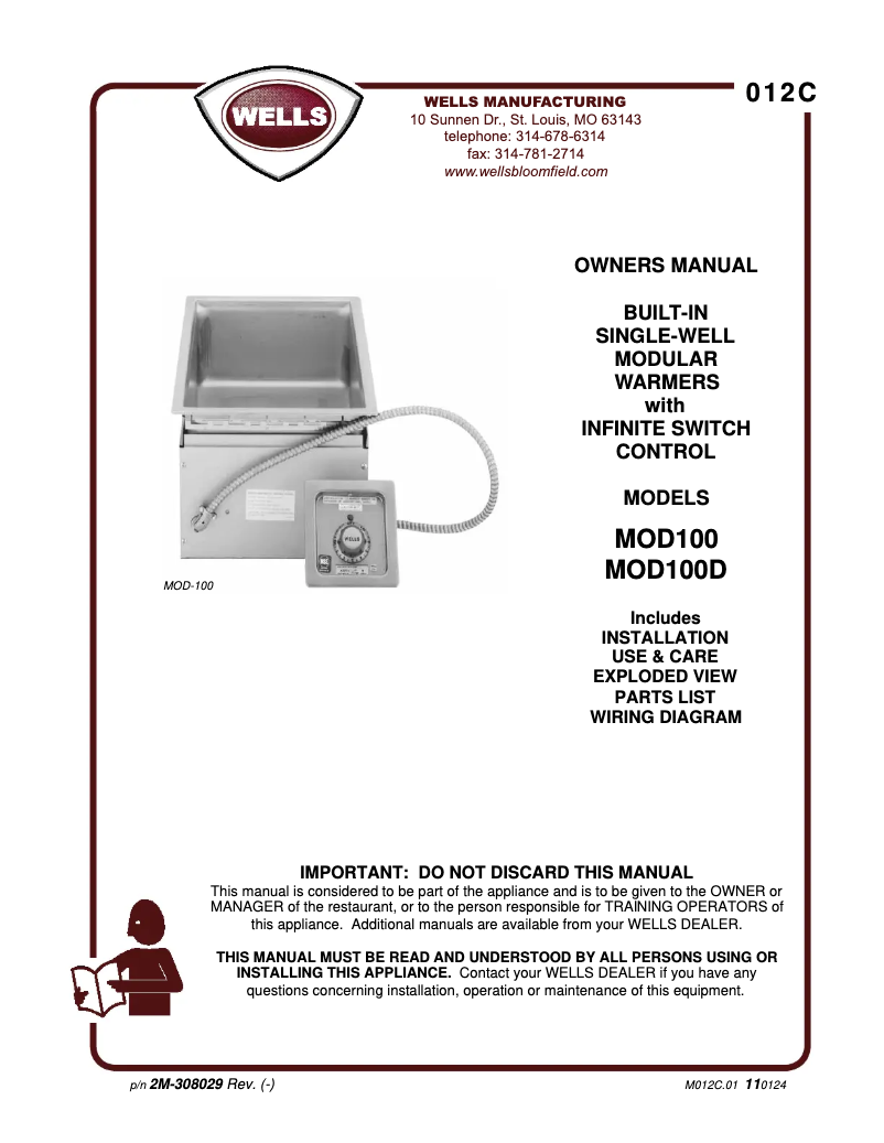 Página 1 del manual Manual de usuario Wells MOD100