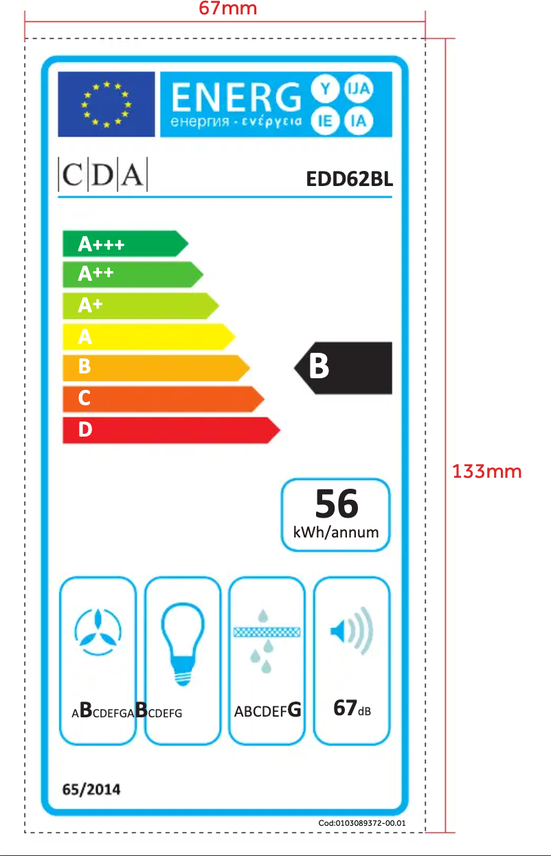 Página 1 del manual Etiqueta energética CDA EDD62BL