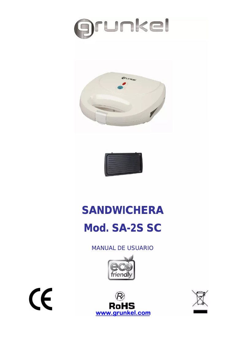 Imagen de la primera página del manual del dispositivo SA 2S SC