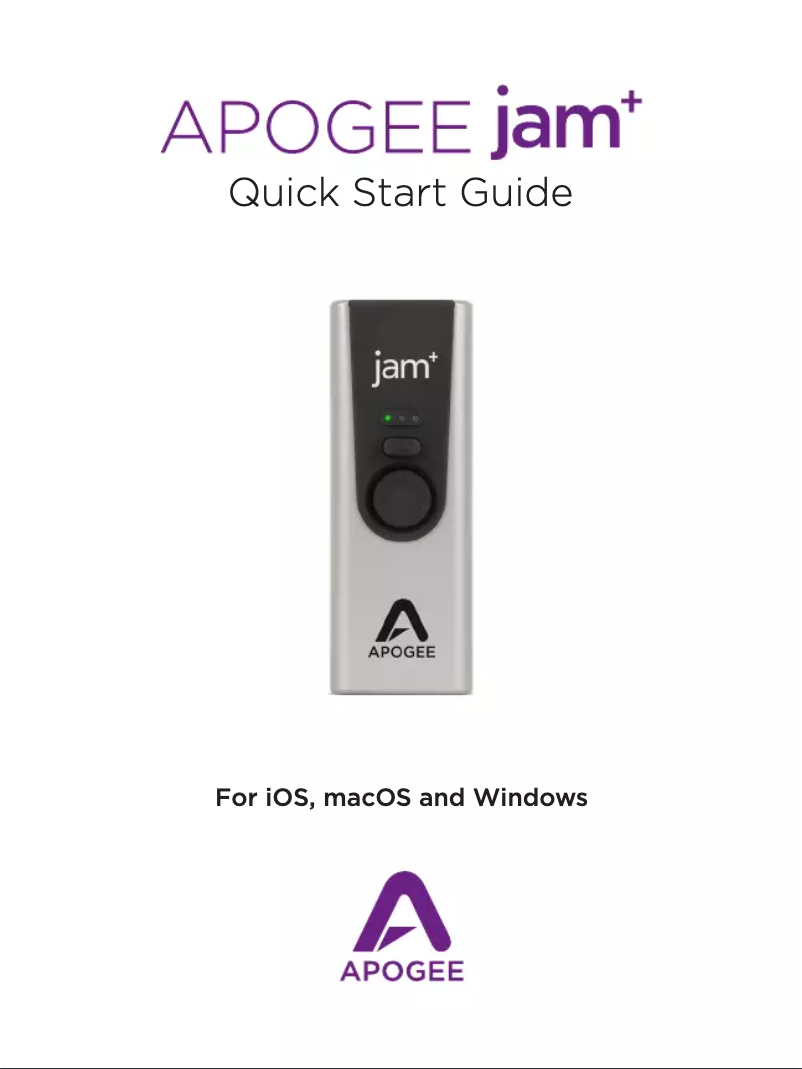Página nº 1 - Manual de usuario Apogee JAM+