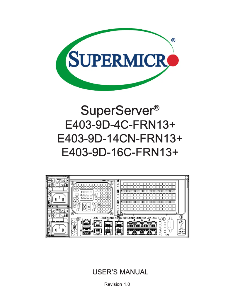 Página 1 del manual Manual de usuario Supermicro SuperServer E403-9D-16C-FRN13+