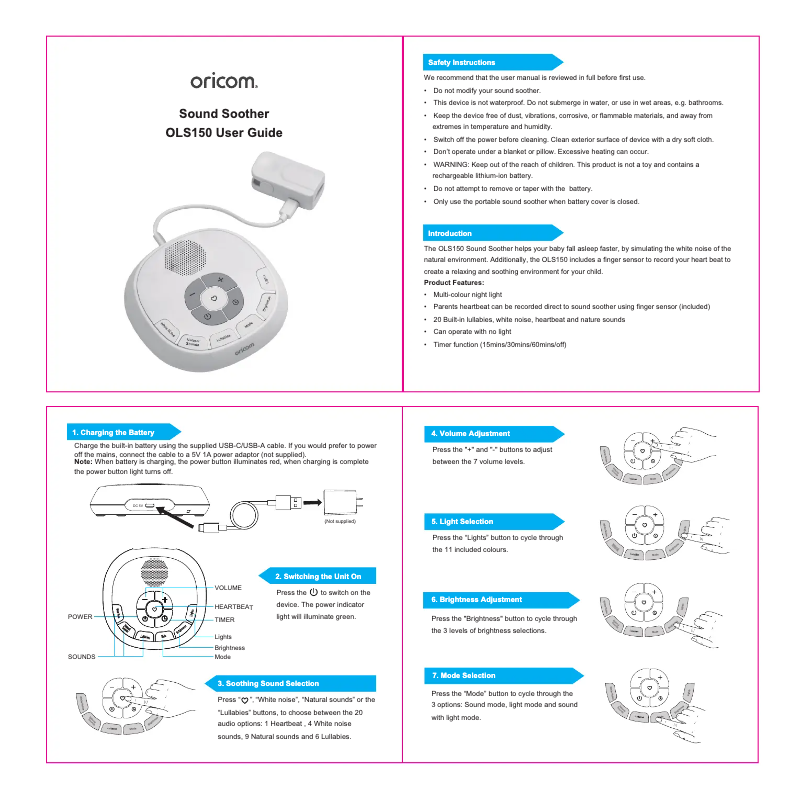 Imagen de la primera página del manual del dispositivo OLS150