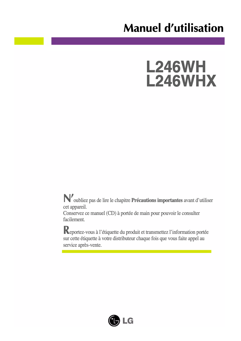 Página nº 1 - Manual de usuario LG L246WH