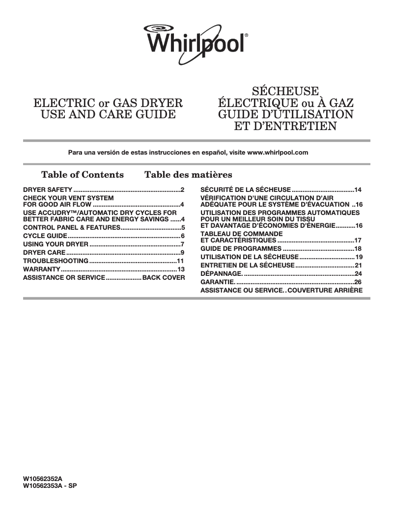 Imagen de la primera página del manual del dispositivo WGD5000DW
