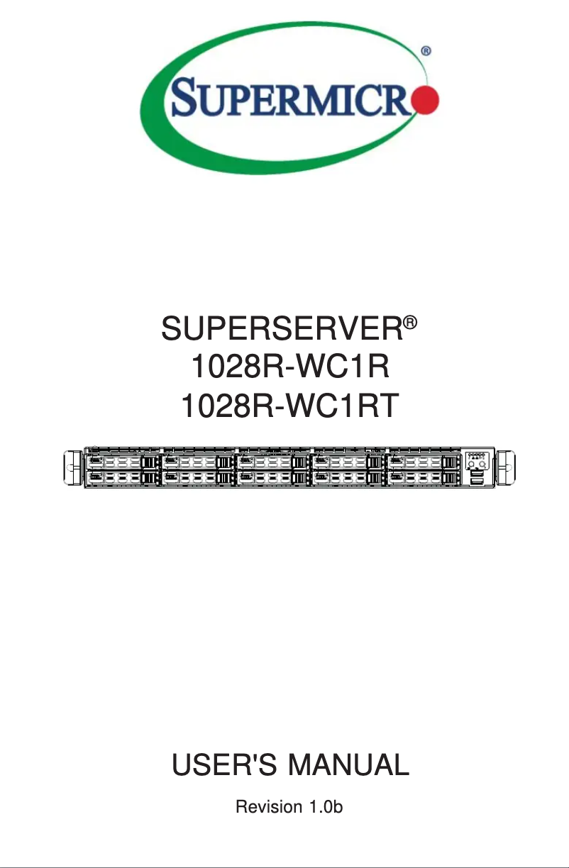 Imagen de la primera página del manual del dispositivo SuperServer 1028R-WC1RT