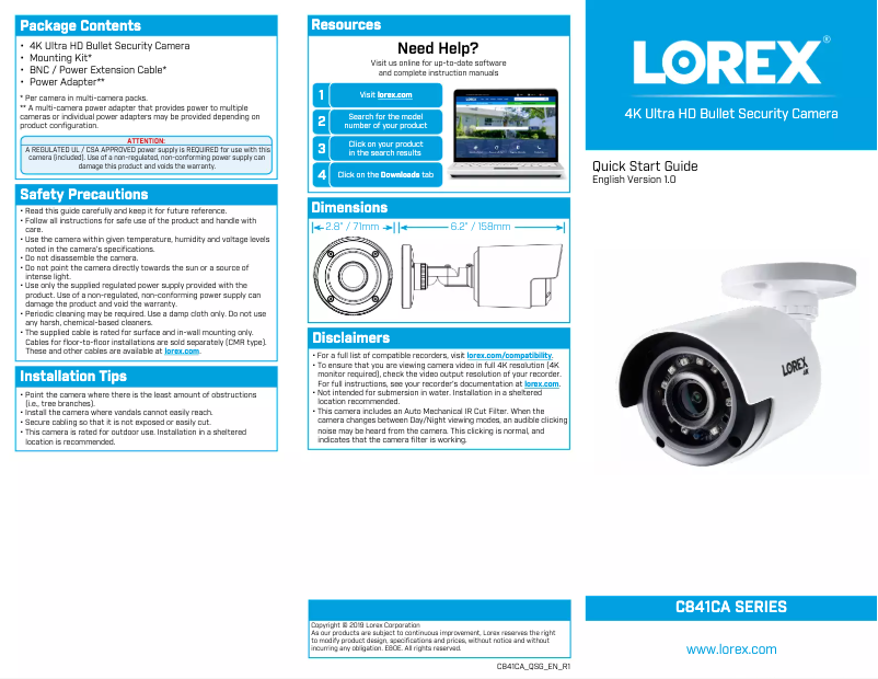 Imagen de la primera página del manual del dispositivo C841CA