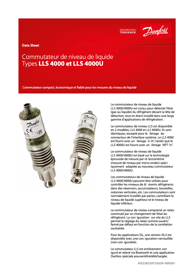 Página 1 del manual Ficha técnica Danfoss LLS 4000