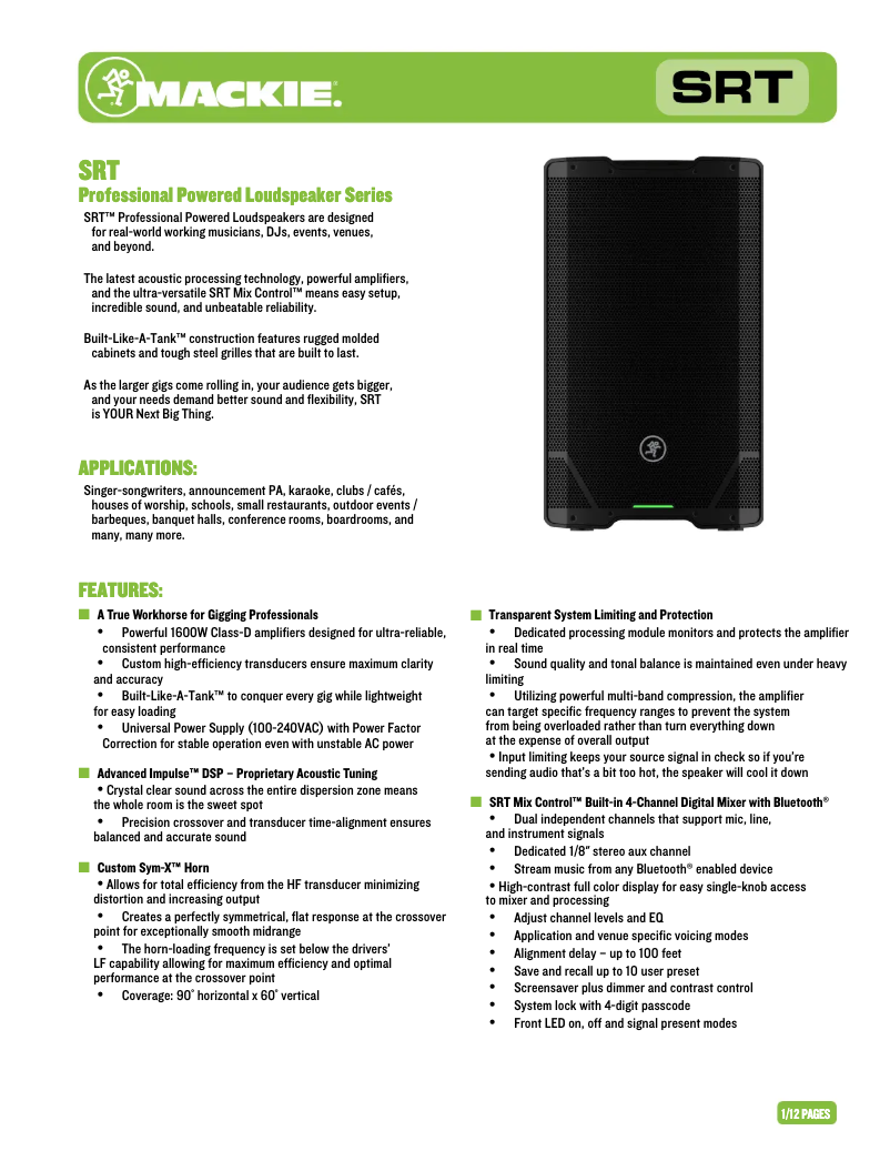 Imagen de la primera página del manual del dispositivo SRT210