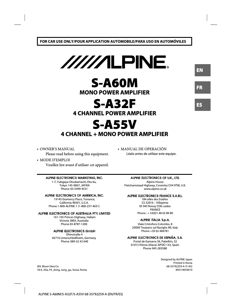 Página 1 del manual Manual de usuario Alpine S-A60M
