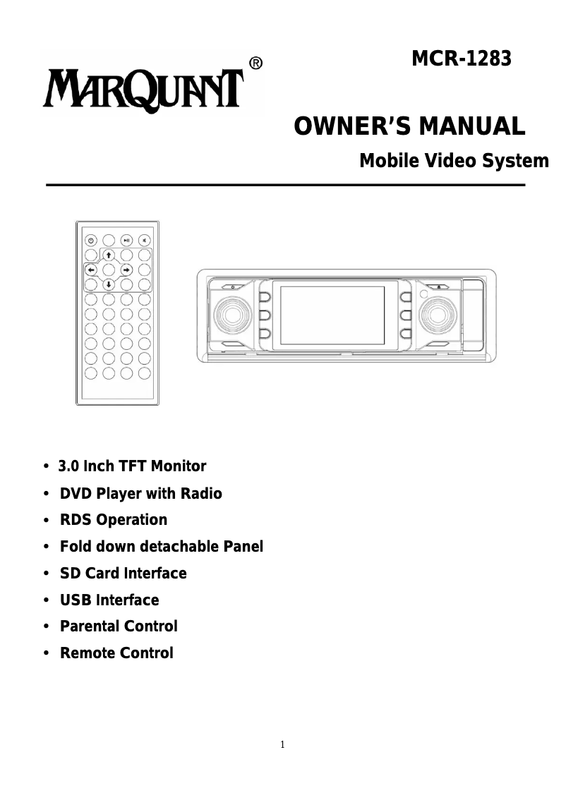 Página nº 1 - Manual de usuario Marquant MCR-1283