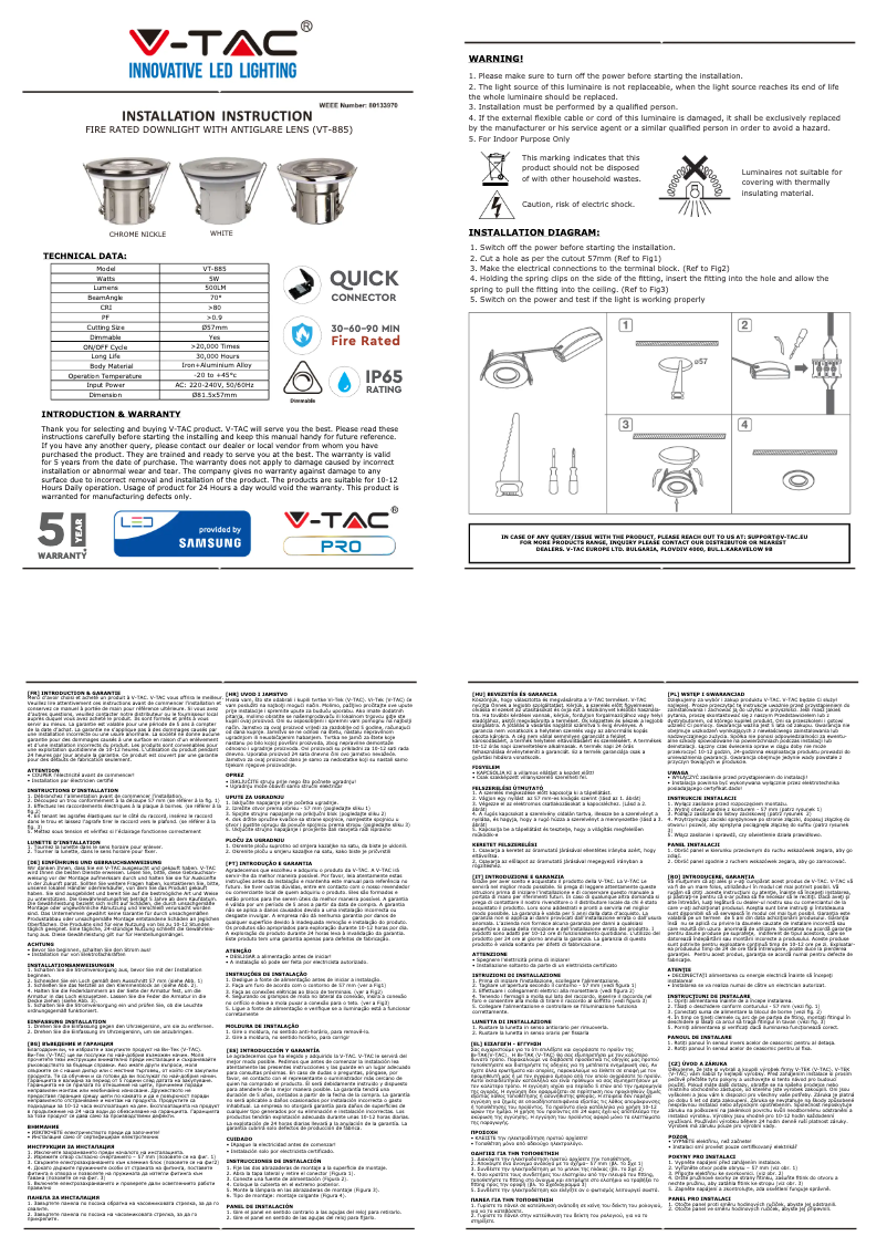 Página 1 del manual Manual de usuario V-TAC VT-885