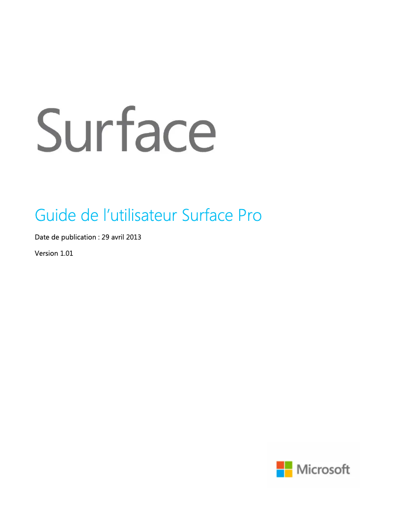 Imagen de la primera página del manual del dispositivo Surface Pro 2
