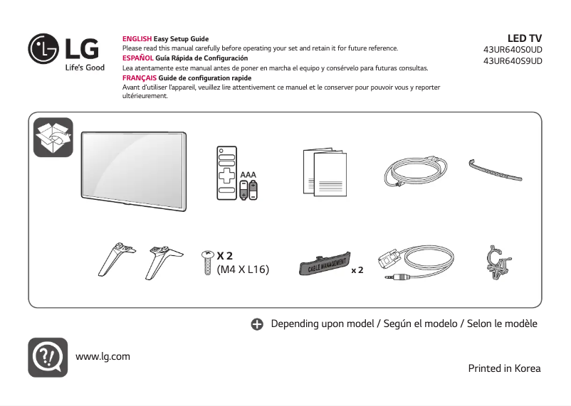 Imagen de la primera página del manual del dispositivo 43UR640S0UD