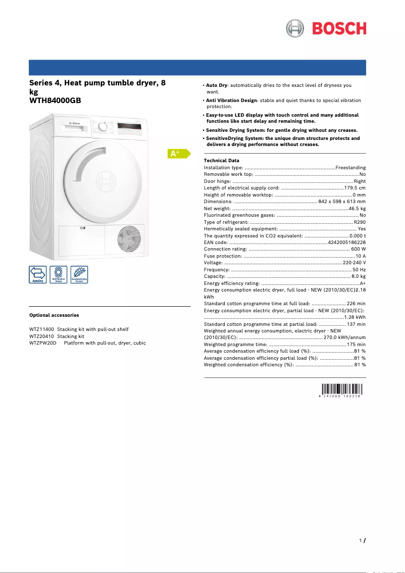 Imagen de la primera página del manual del dispositivo WTH84000GB