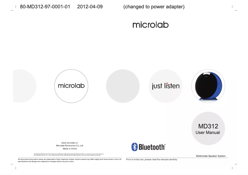 Página nº 1 - Manual de usuario Microlab MD312