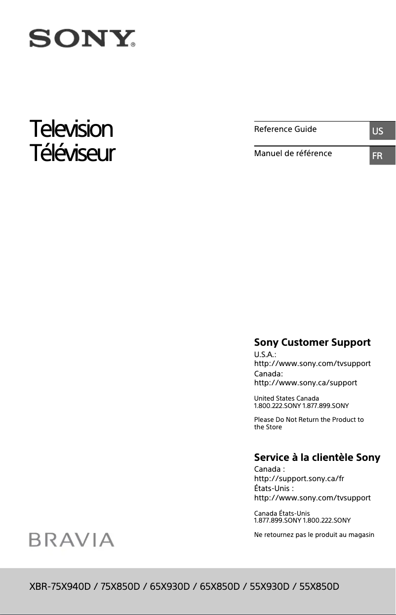 Imagen de la primera página del manual del dispositivo Bravai XBR-55X850D