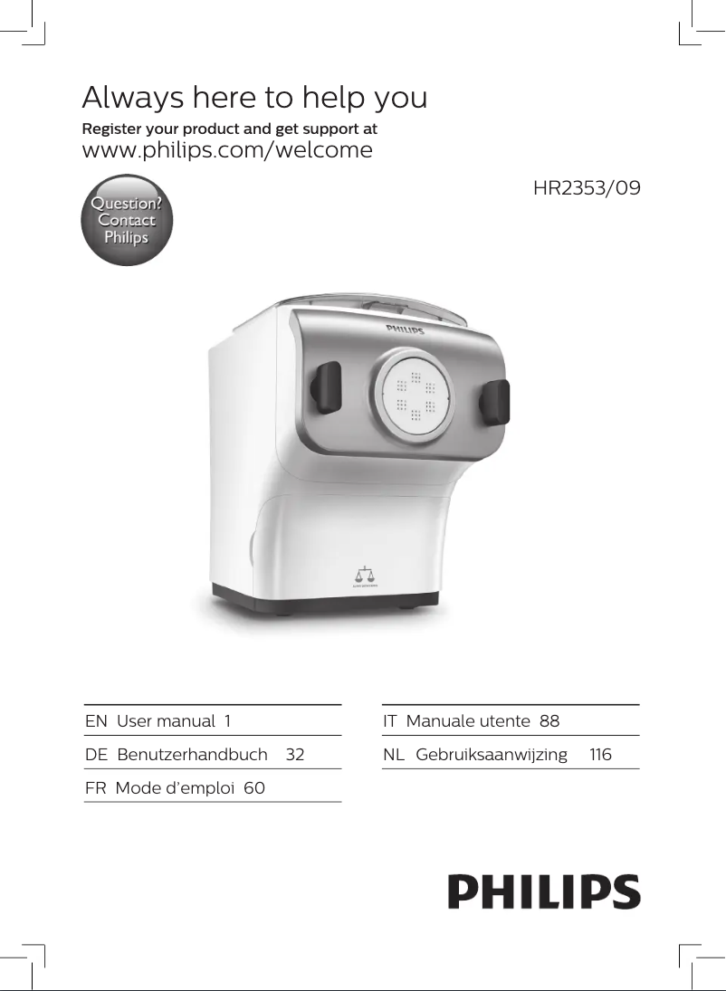 Imagen de la primera página del manual del dispositivo Avance Collection HR2353