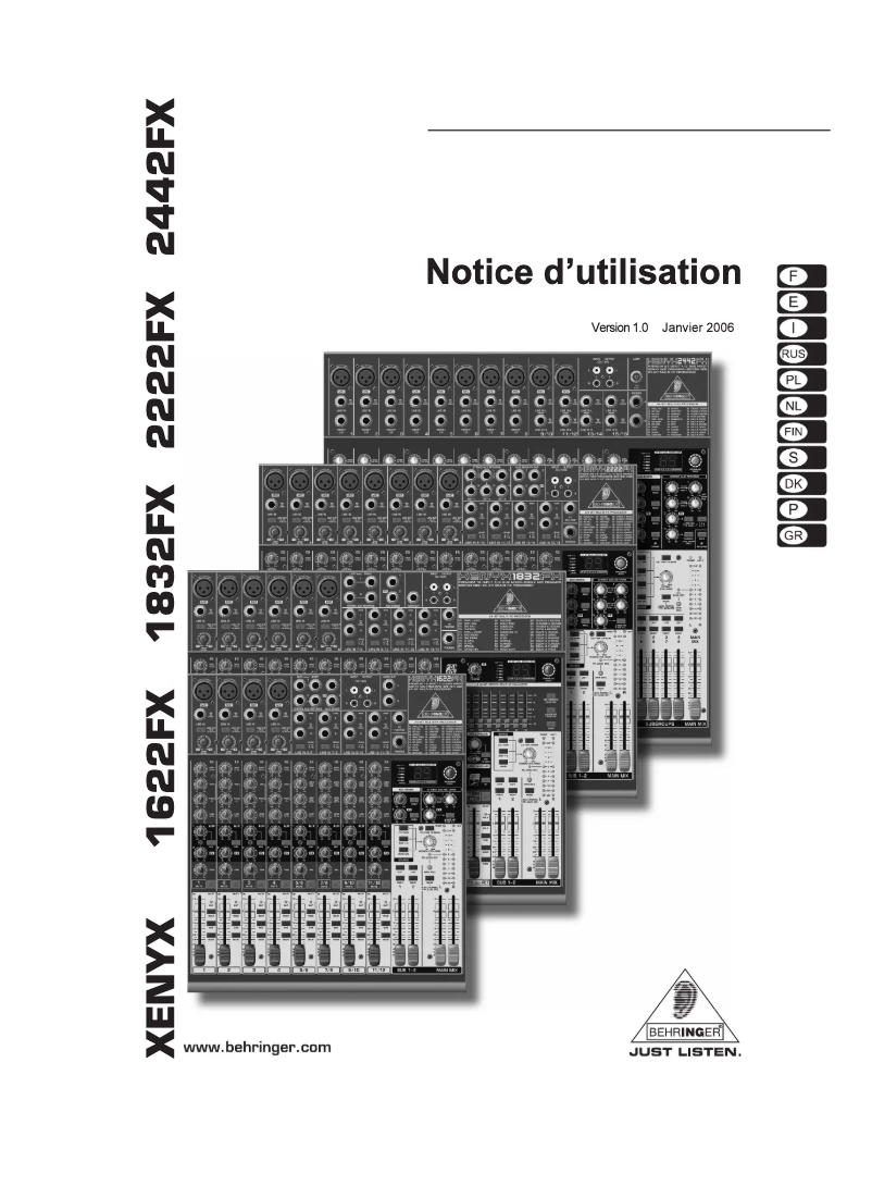 Imagen de la primera página del manual del dispositivo Xenyx 1622FX