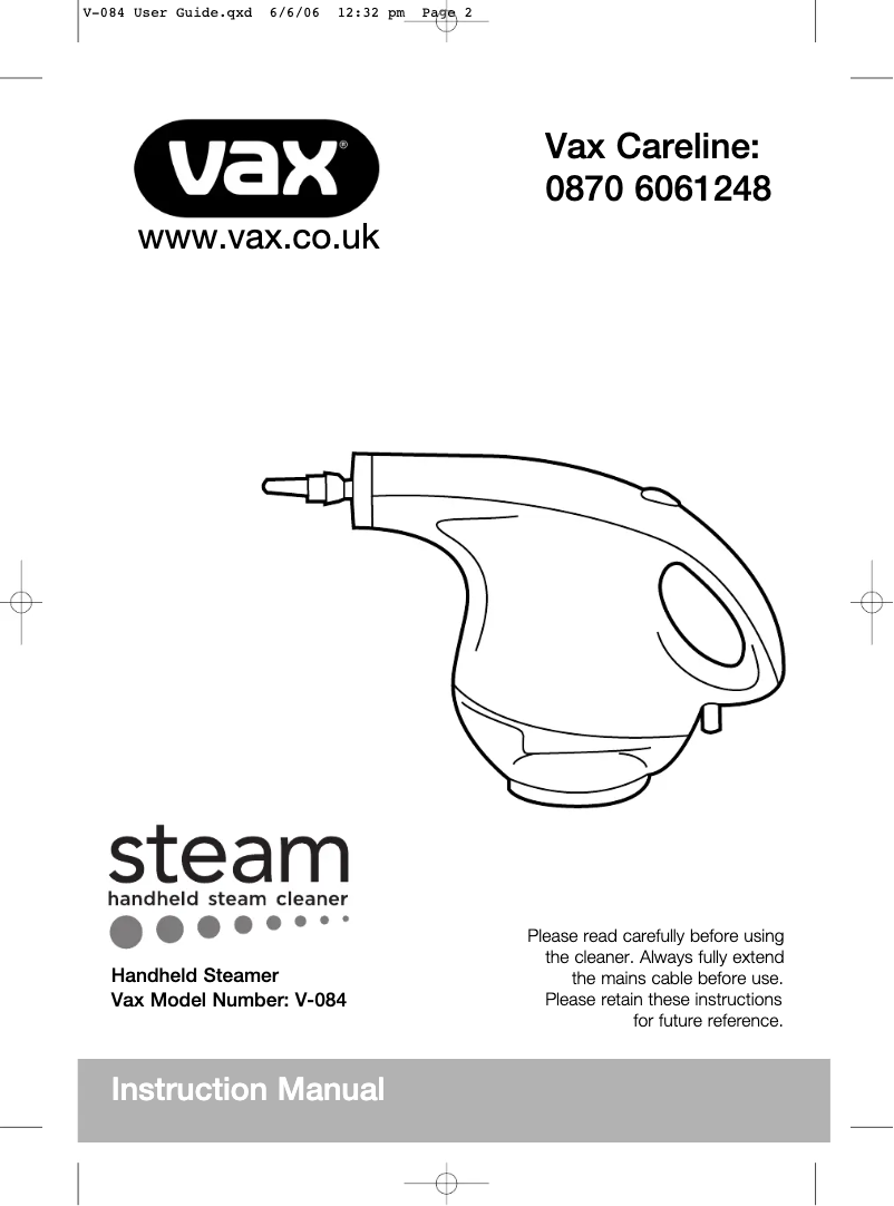 Imagen de la primera página del manual del dispositivo V-084