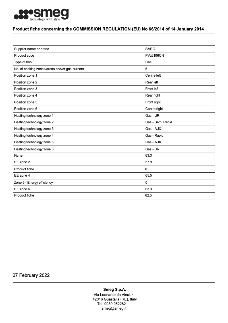 Página nº 1 - Folleto Smeg PVL6106CN
