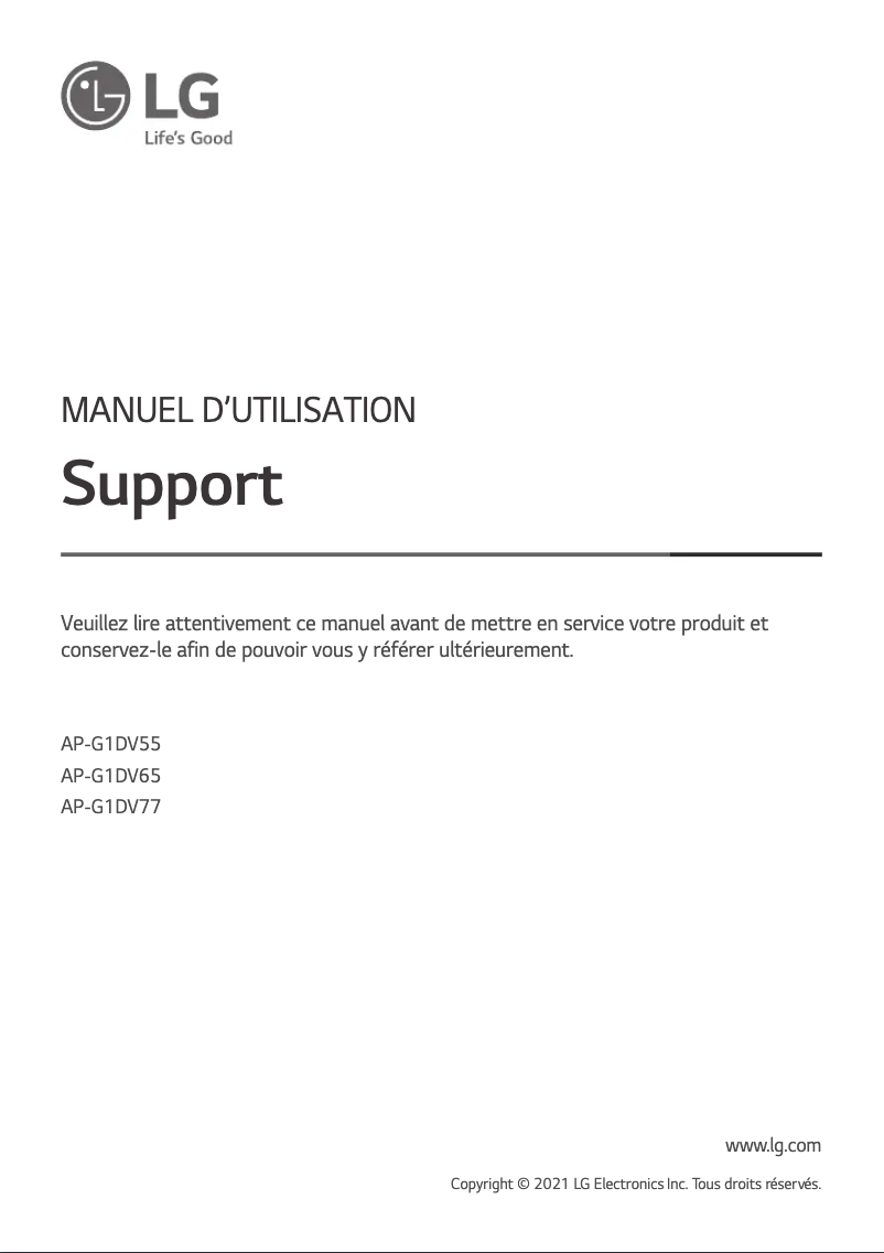 Imagen de la primera página del manual del dispositivo AP-G1DV65