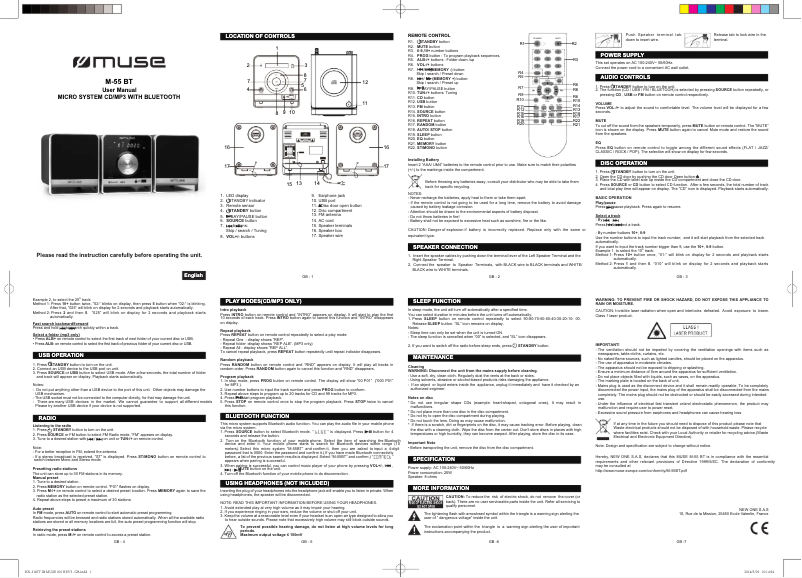 Página nº 1 - Manual de usuario Muse M57BT