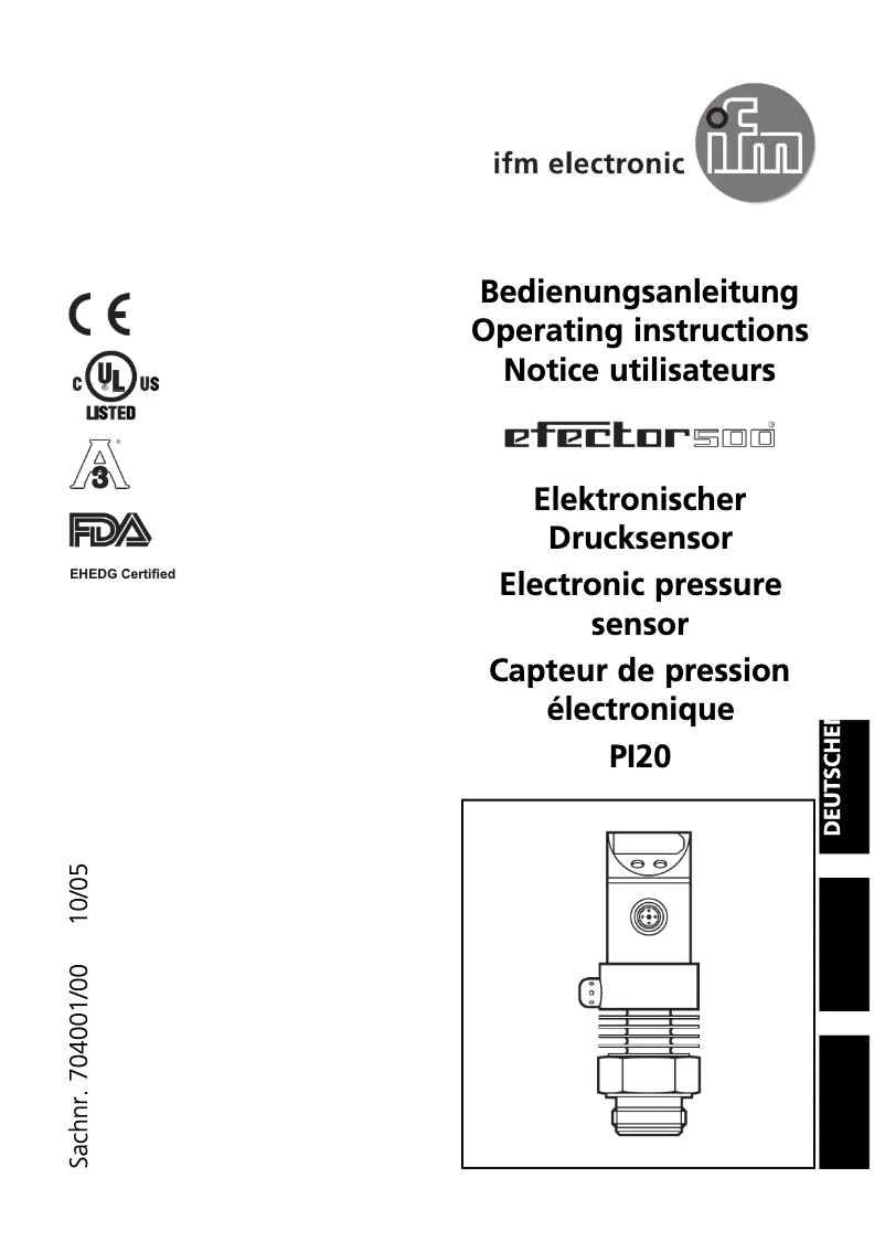 Imagen de la primera página del manual del dispositivo PI2054
