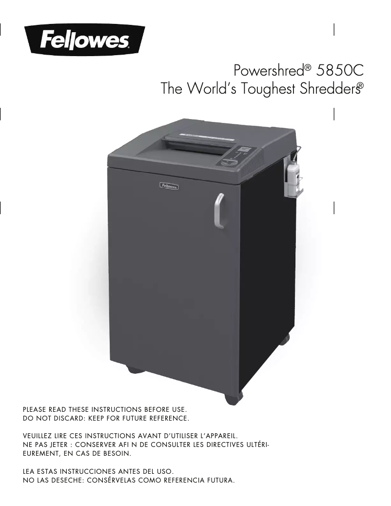 Imagen de la primera página del manual del dispositivo Fortishred 5850C