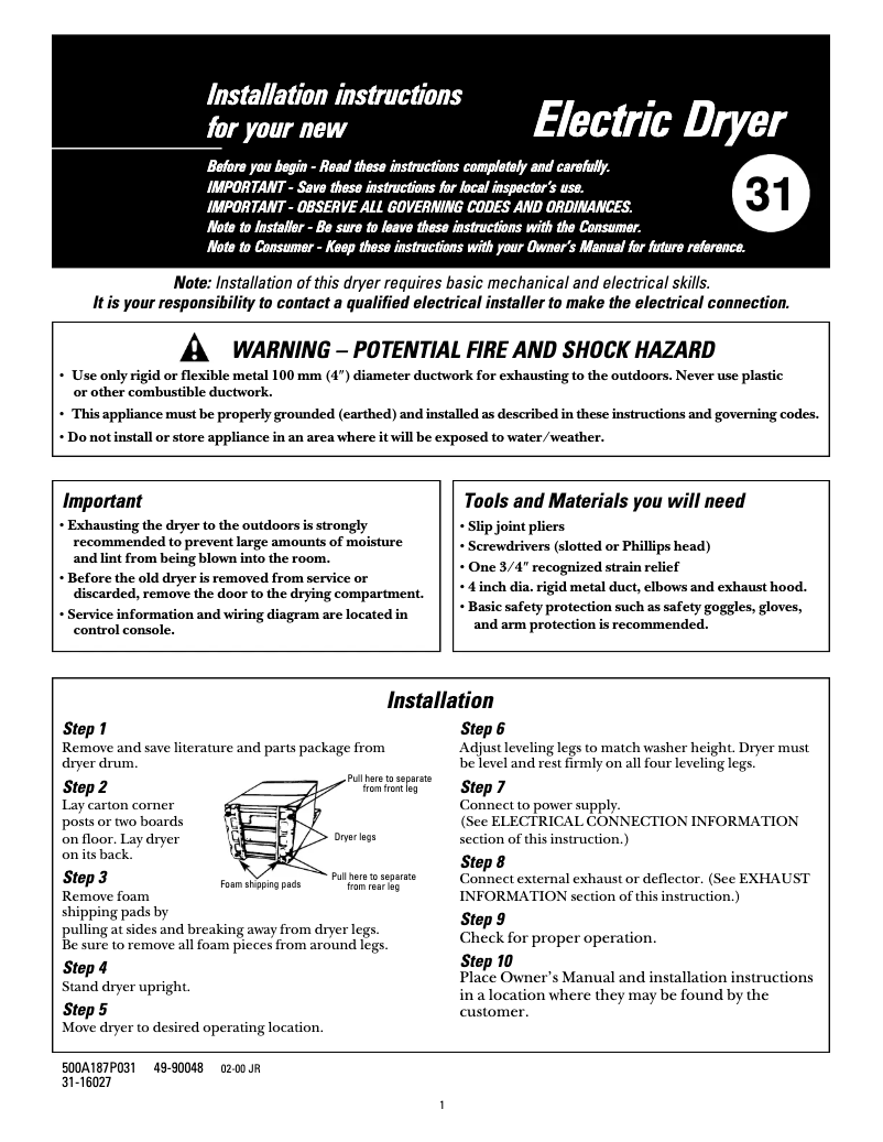 Imagen de la primera página del manual del dispositivo Profile DISQ493DTWW