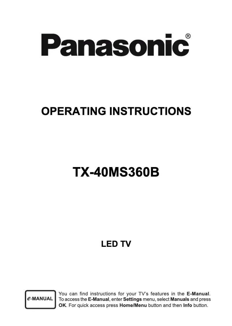 Página 1 del manual Manual de usuario Panasonic TX-40MS360B