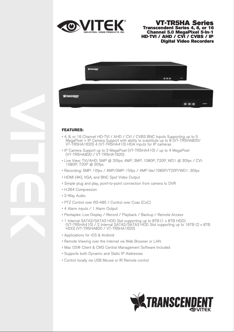 Imagen de la primera página del manual del dispositivo VT-TR5HA1620